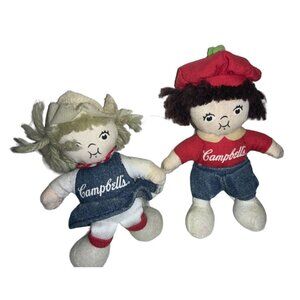 Campbell's Soup Kids Plush Girl amd Boy 4 inch Stuffed Dolls Vintage 2002